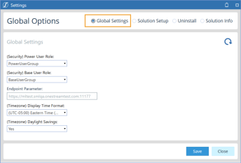 Global Settings let you set security roles, time zone display, and the endpoint parameter for Sensible Machine Learning.